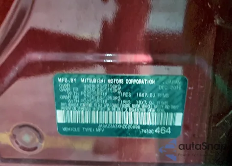 2017 Mitsubishi Outlander Se from USA, damaged, VIN JA4AZ3A3XHZ020696